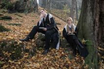 Students in the dark forest. Ingame. Photo Christina Molbech